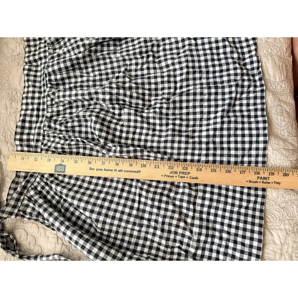Vintage Black & White Checkered Women's Half Apron with White Cross Stitch